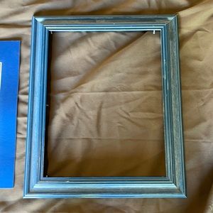 Blue Distressed Wall Art Frame with Blue Mat.